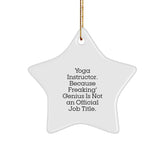 Yoga Instructor Gifts from Friends - Funny Star Ornament for Christmas, 'Yoga Instructor. Because Freaking' genius Is Not An Official Job Title.' - Image 1